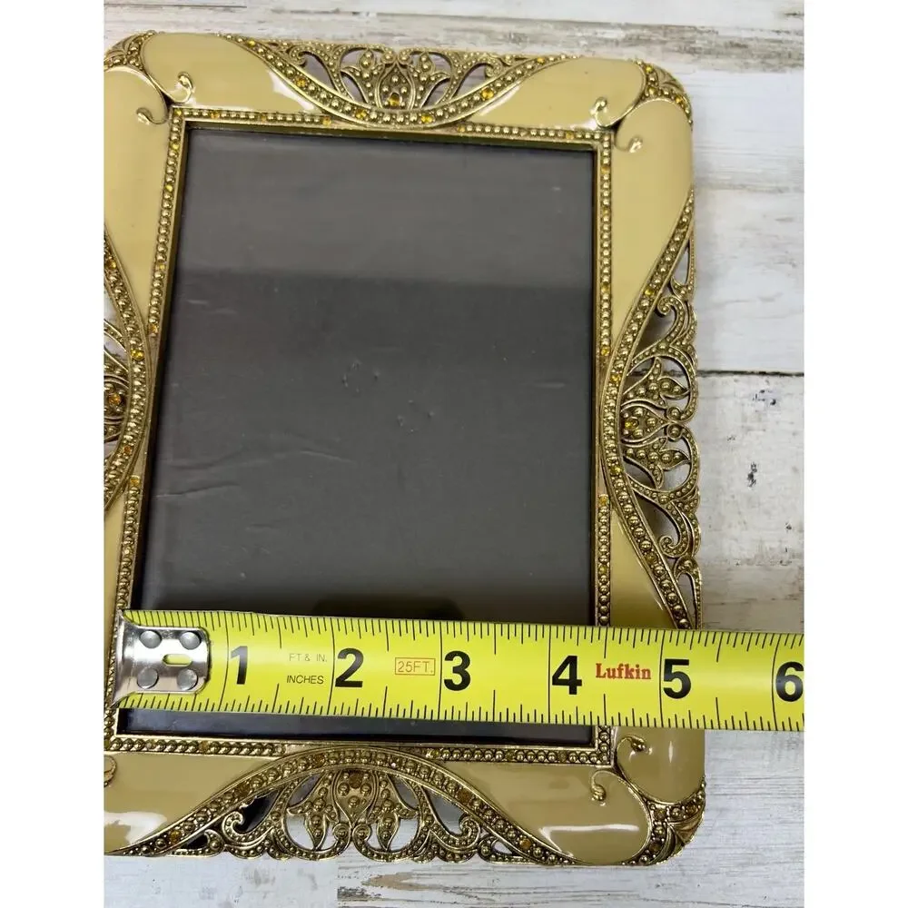 Vintage Gold Tone Ornate Picture Frame 9x7 Holds 4.5x6.5 Photo Tabletop Easel